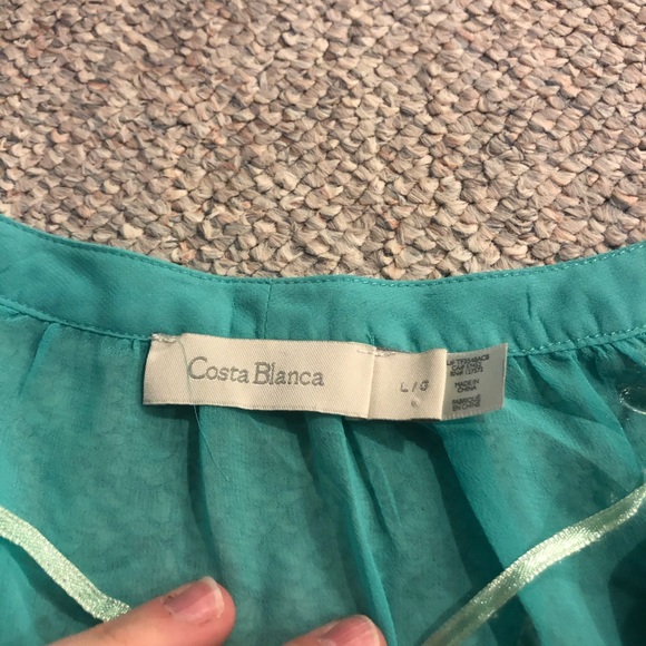 *SOLD* COSTA BLANCA Teal Blouse - Picture 2 of 2